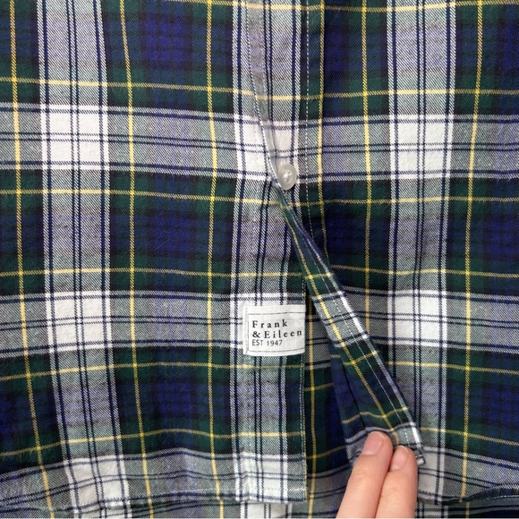 Frank & Eileen Eileen Relaxed Button-Up Shirt Blue/Green Plaid Size XXS - Picture 5 of 8